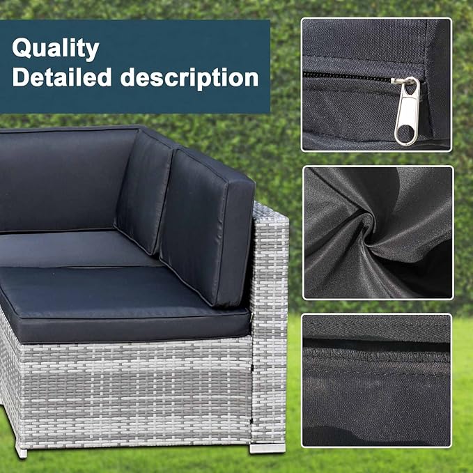 14Pcs Patio Cushion Covers Replacement Splashproof UV-Resistant Inelastic Covers with Zippers, Max Compatible 25.6x25.6x4inch Patio Cushion, for 7 Pcs Outdoor Patio Furniture Sets