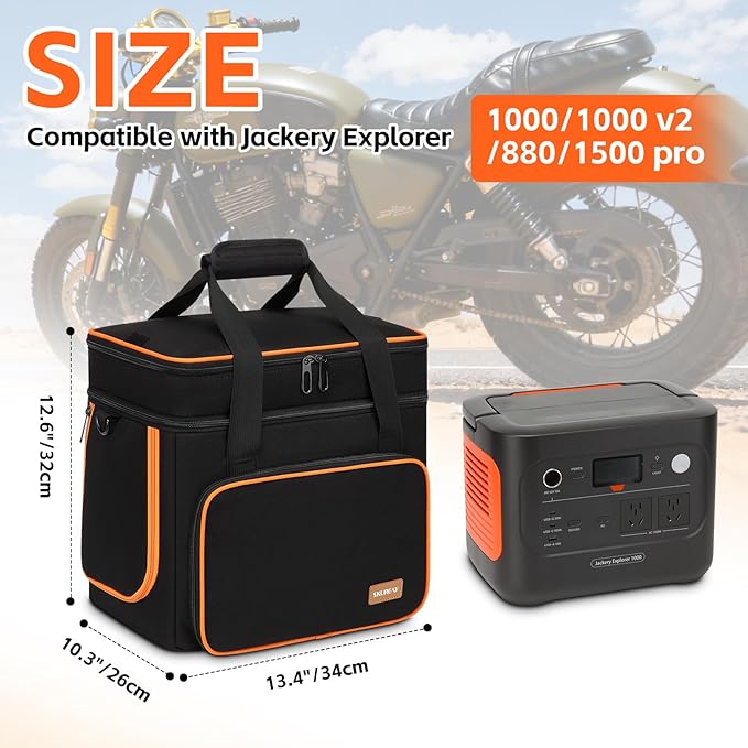 Skureay Portable Carrying Case Compatible with Jackery Explorer 1000/1000 v2/880/1500 pro, Flip-top Design, Double-Layer Soft Power Station Storage Bag for Accessories/Charging Cable/Solar Generator