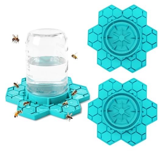 2 Pack Bee Feeder for Mason Jar, Silicone Bee Watering Station, Compatible with Regular and Wide Mouth, Bee Feeders for Hives, Beekeeping Supplies, Bee Waterer for Outside Garden(Blue)