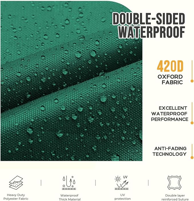 2 Pack Adirondack Chair Cushions, Waterproof & Fade-Resistant Outdoor Rocking Chair Cushion Set, Removable Seat Pads with Ties for High Back Dining or Patio Chairs, Green