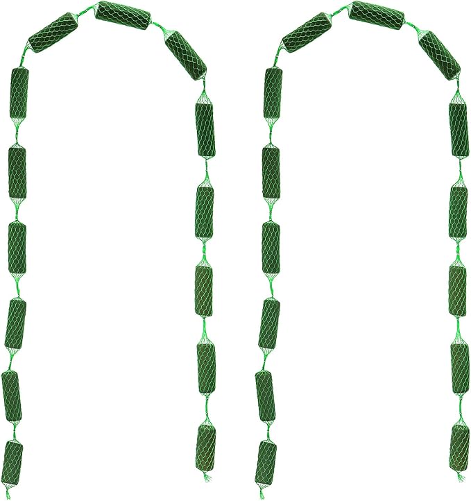 HAKZEON 2 Bunch Floral Foam Garland, Floral Foam Netted Garland, Green Florals Foams Blocks Florals Foams Netting for Home and Wedding Arch Door Flowers Arrangement, 9.2FT Long