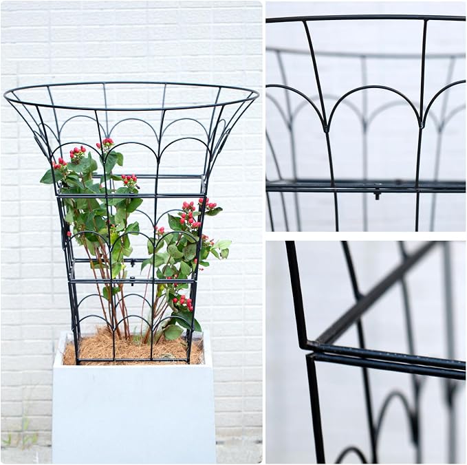 COOOXIM 27.5 x 22 Inches Peony Cages & Supports - Heavy Duty Metal Plant Obelisk Trellis for Outdoor Use, Perfect for Peonies, Roses, and Climbing Vines - Durable Garden Support Ring in M Shape