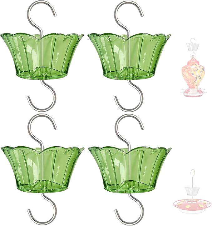 Ant Moat for Hummingbird Feeder - 3 OZ x 4 Pack Insect Guard with Large Capacity (Green)