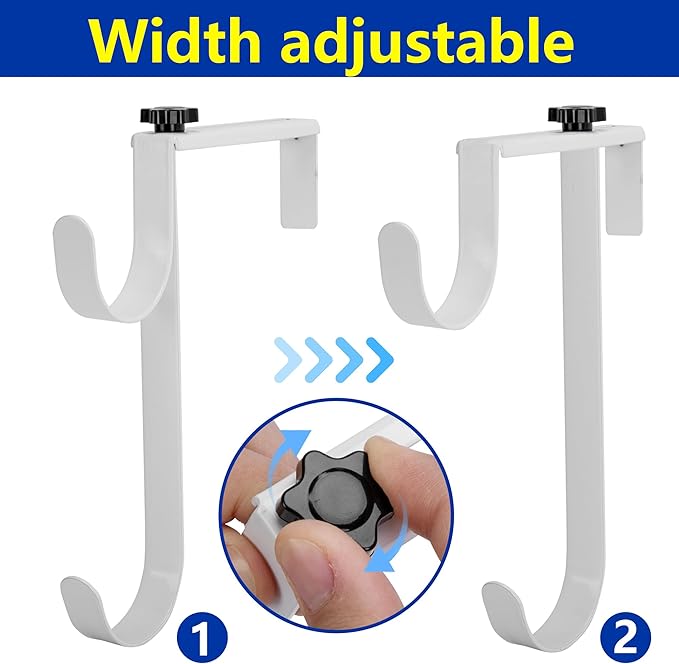 2 Pcs Double Pool Fence Hooks for Pool Equipment, Adjustable Pool Pole Hanger Holder, Rustproof Swimming Pools Skimmer Pole Hooks for Hanging Tool, Hose, Leaf Rakes, Nets Pool-Accessories (White)