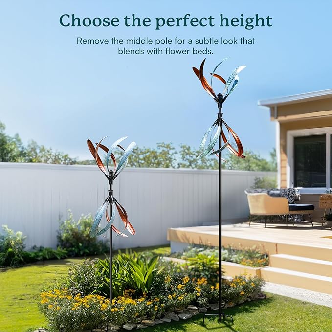 Wind Spinners Outdoor – Metal Large Wind Spinner with Stake for Yard and Garden, Garden Wind Sculptures & Spinners, Ideal Gift for Family (13'' W x 70.5'' H)