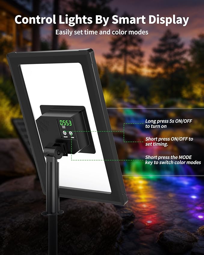 POPOSOAP 8W Solar Pond Lights with Remote Control, RGB Multi-Color Underwater Solar Lights with Timer & Memory Function for Pond, Fountain, Pool, Garden, Aquarium(6 Headlamp)-P68WC