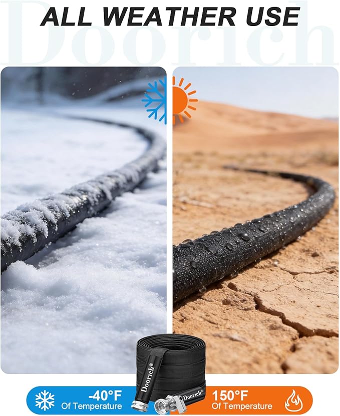 Garden Hose, Lightweight, Ultra Flexible, Durable, Kink-Free Water Hose with Valve - Made of TPU, Drinking Water Safe Material, Non-Shrinking, Easy to Store, All-Weather, Black (100 FT)