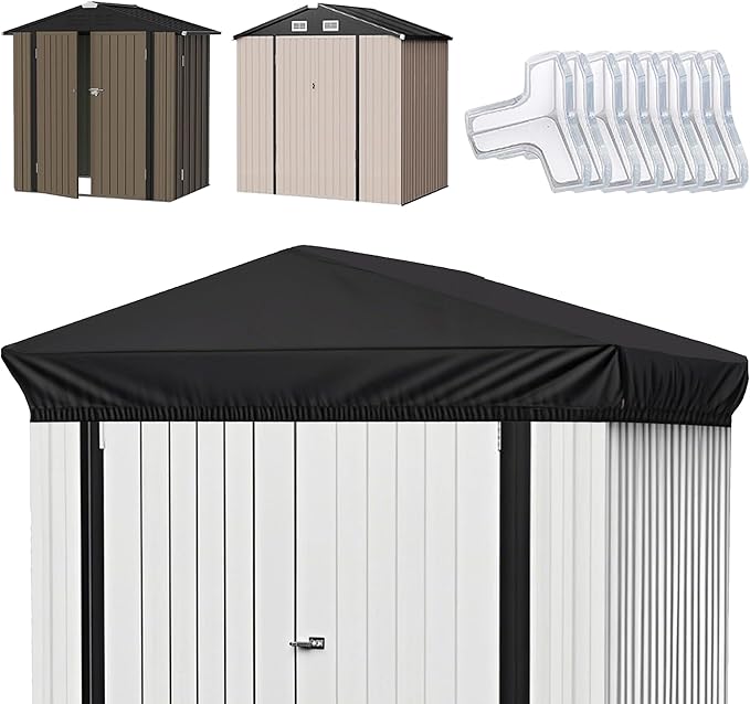 6x4 Ft Durable Slooping Roof Shelter Cover Pressure Rubberized Oxford Cloth, Sun, Dust, Rain and Leaf Resistant with 8 Silicone Protective Corners (Black)