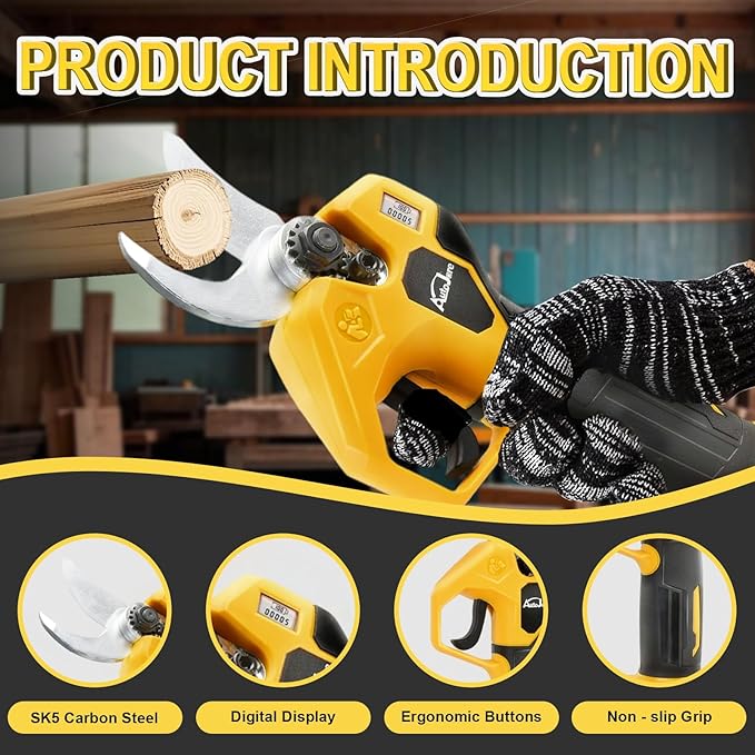 Electric Pruning Shears Compatible with Dewalt 20V Battery Brushless Electric Shears with LCD Display 0.8-1.2 Inch Cutting Diameter for Gardening, Branch, Tree Trimming (NO Battery)
