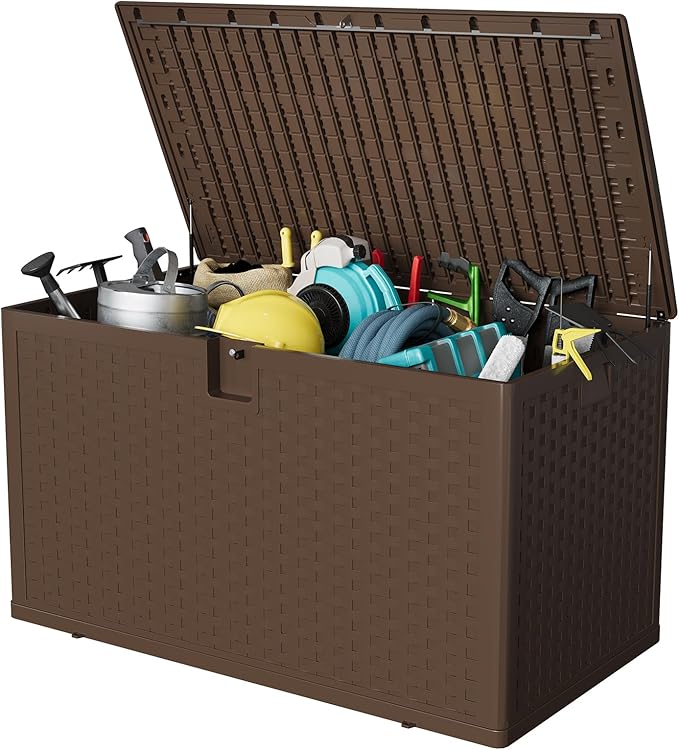 120 Gallon Resin Deck Box-Organization and Storage for Patio Cushions, Throw Pillows and Garden Tools
