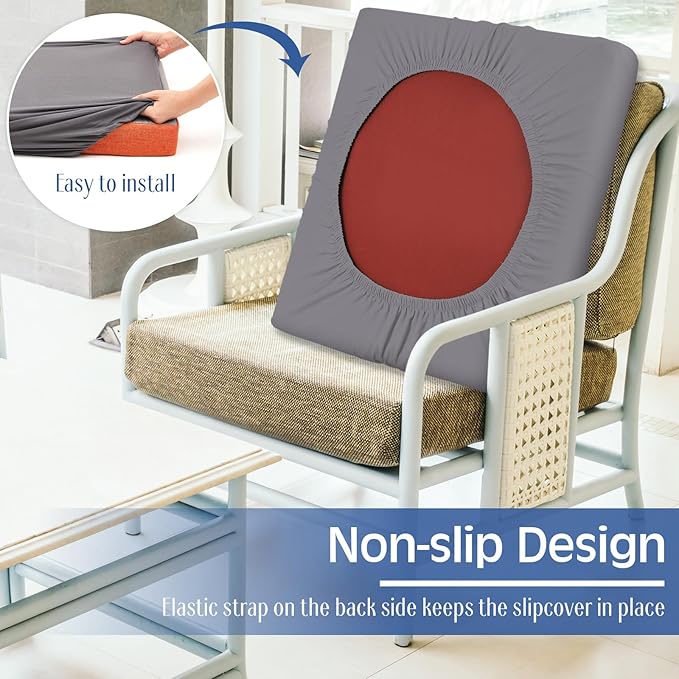 Newwiee 12 Pcs Patio Cushion Covers Outdoor Stretch Sofa Couch Cover Replacement Couch Slipcover Sofa Seat Chair Porch Patio Furniture Protector, Flexibility Washable(Dark Gray,Moroccan and Solid)