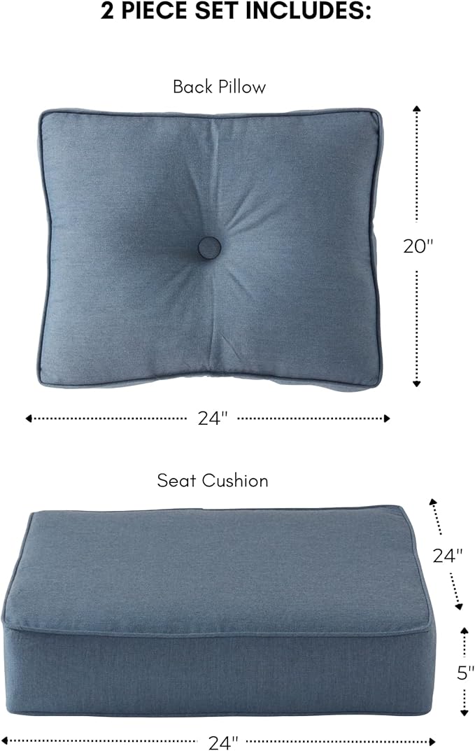 Outdoor 2-Piece Sunbrella Premium Deep Seat Cushion Set, Spectrum Denim