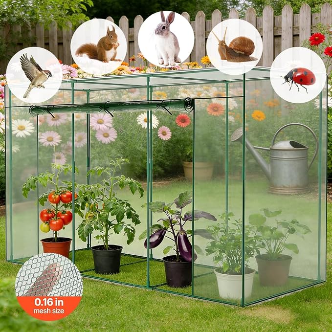 Premium Steel-Frame Plant Protection Net/Crop Cage, A Reusable Garden net Enclosure Designed to Shield Plants from pests, Animals, and Harsh Weather Conditions. (130.1 * 43.3 * 71.1'', Rectangular)