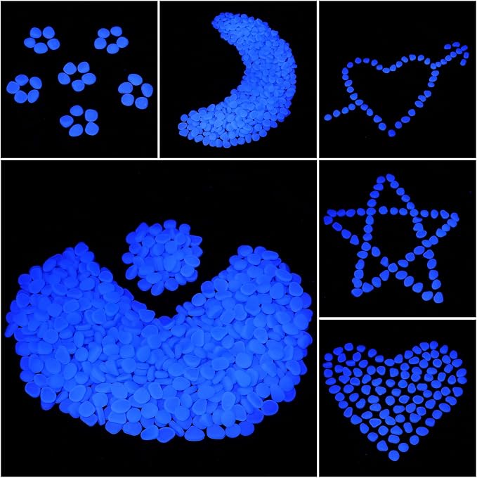 Sasylvia 3000 Pcs Glow in The Dark Rocks 1 Inch Glow Rocks 12.6 LB Garden Glow in The Dark Stone Outdoor Glow in The Dark Pebbles for Landscaping Walkway Pathway Backyard Fish Tank Plant (Dark Blue)
