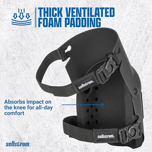 Sellstrom Ultra Flex KneePro Professional Knee Pads for Men & Women with Thick Foam Cushioning & Heavy Duty Hard Outer Shell - Adjustable Straps with Quick-Clips & Ergonomic Metal Hinges - for Construction Work, Gardening, Roofing, Flooring