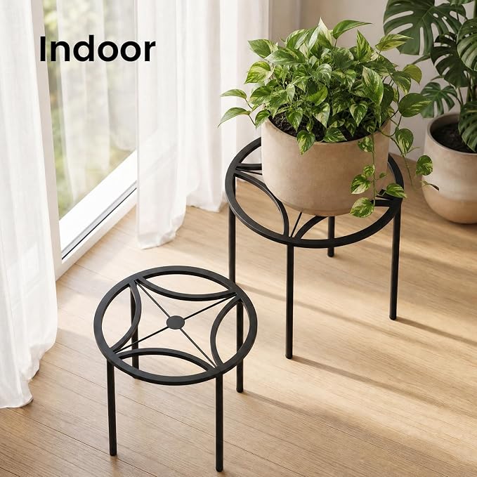 TOSKING 5-Pack Fully Assembled Heavy Duty Metal Plant Stands – Layered Indoor/Outdoor Display, Original Modern Geometric Flower Holder with Multiple Height Options, Rustproof, Adjustable Feet, 150-220 LBS Capacity, Sturdy & Durable for Outdoor, No Inst...