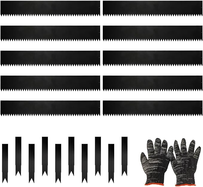 10 Pack Galvanized Steel Landscape Lawn Edging, 40" X 8" Metal Landscape Edging Border with 10 Clips, Metal Garden Edging Border, Metal Edging for Landscaping, Garden, Yard, Pathway(33Ft Total)