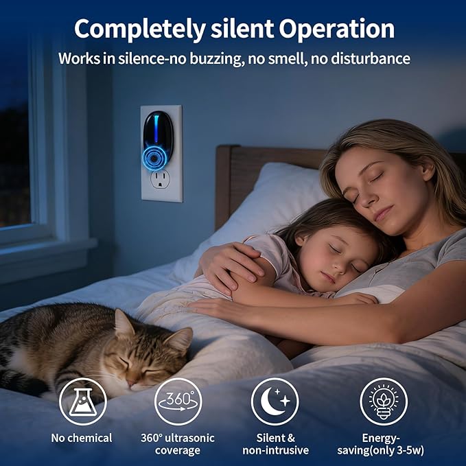 2026 Upgraded Ultrasonic Repeller Pest Indoor, Mouse Traps Repellent Insect Plug in, Pest Control Ant,Roach,Rodent, Mouse, Bugs, Mosquito, Spider, for Home, Office, Store 3 Mode Switching, 6 Packs