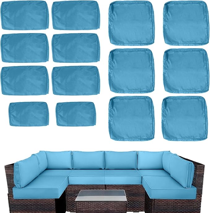 Outdoor Cushion Covers for Patio Furniture, Patio Cushion Covers Replacement with Zipper, Waterproof & Fade Resistant,Only Cover (Sky Blue, 25.6Lx25.6Wx4H - Only Covers)
