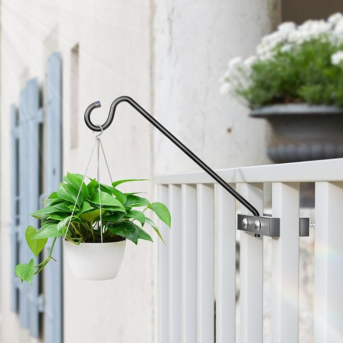 12-Inch Deck Bird Feeder Hanger for Railing, Outdoor Decor Plant Hanger, Balcony Railing Hook - 22LB Capacity - for Hanging Plants, Bird Feeders, Lanterns, Wind Chimes