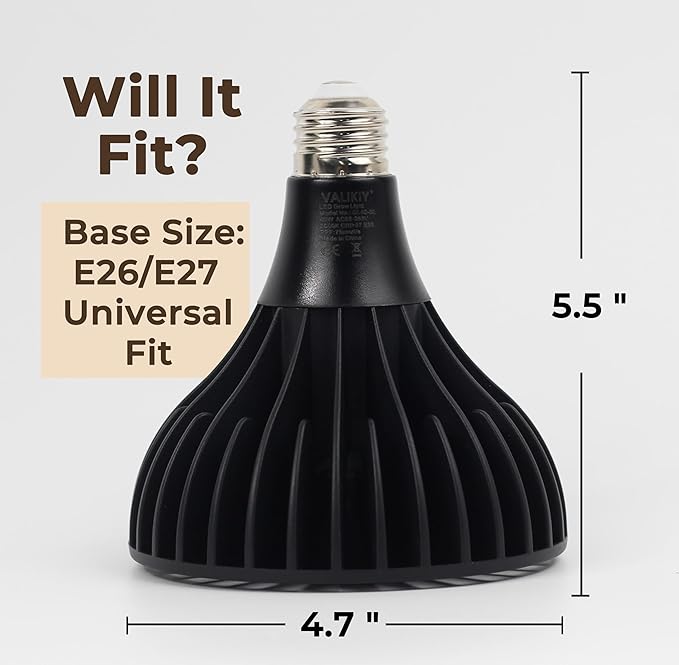 Grow Lights for Indoor Plants, 40W LED Full Spectrum Grow Bulb, 3000K Warm White (E26/E27), CRI 97+, Non-Dimmable, for Houseplants in Low-Light Rooms, Black
