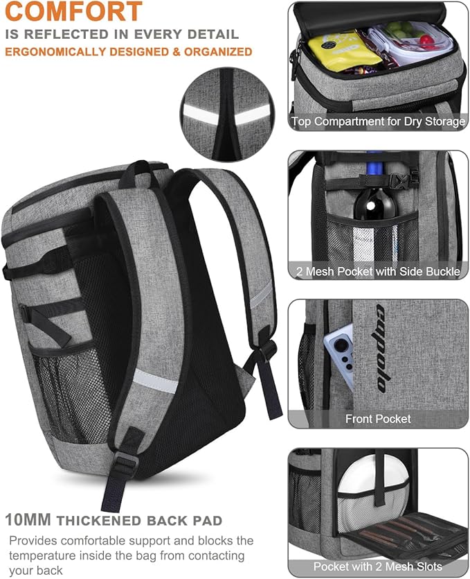 Capolo Cooler Backpack Insulated Waterproof for Women Men,36/45 Cans Lunch Backpack Coolers Leak Proof Soft Cooler Bag Ice Chest for Camping Beach