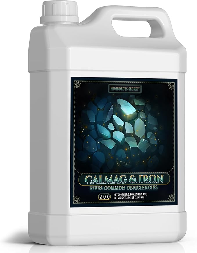 Humboldts Secret CalMag & Iron | Calcium, Magnesium & Chelated Iron Nutrient Fertilizer | Hydroponic Supplies for Vegetative & Flowering Growth in Soil, Coco, Hydroponics or RO Water | 2.5 Gallon