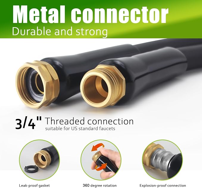 5FT Garden Hose, Flexible Water Hose for Outdoor Use, Durable and Leak-Proof Utility Hose, Heavy-Duty Short Hose for Patio, Car Washing and Daily Cleaning