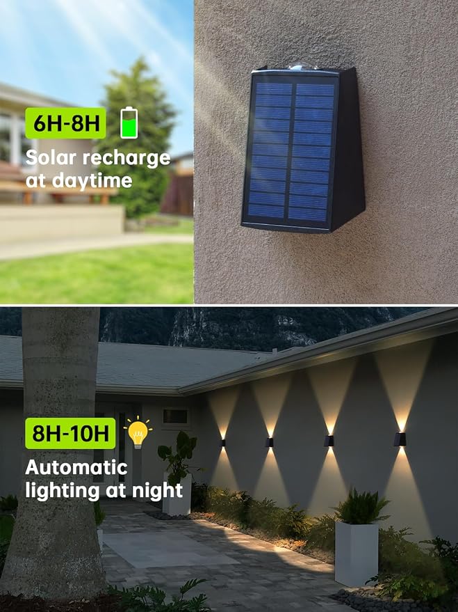 Mrzxy Solar Wall Lights Outdoor Waterproof Up Down Solar Lights Outdoor Dusk to Dawn Warm White for Fence, Wall