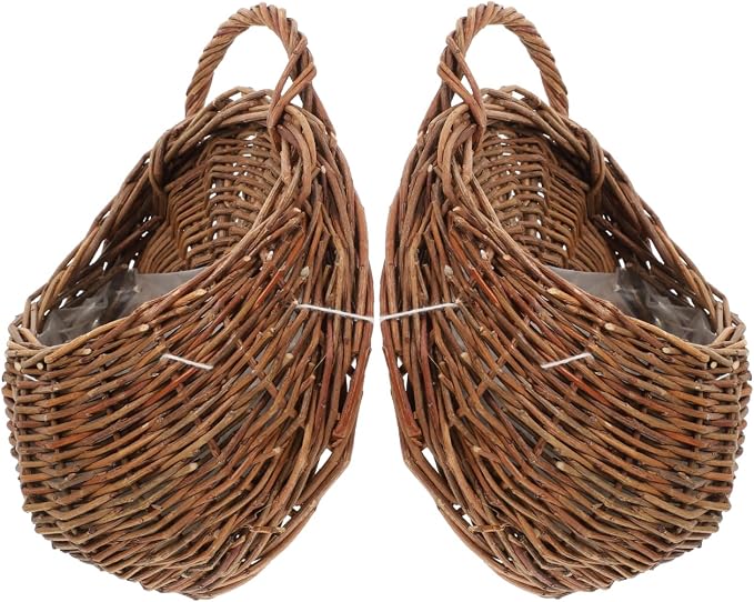 2pcs Hanging Woven Storage Basket Decorative Wall Flower Planter for Indoor Plants Rustic Rattan Design for Home Decor for Kitchen Bathroom Living Room and More