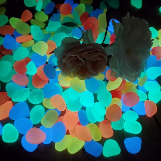 NAMTSO Glow in The Dark Rocks Outdoor, Solar Rocks for Landscaping, Outdoor Decor Glow in The Dark Stones, Glowing Pebbles for Garden Backyard Patio Lawn Fish Tank Aquarium Decor,200pcs Multi,0.6-1.1"