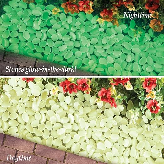 Glowing Pebbles for Garden Outdoor, Garden Glow Rocks, 4.4 Lbs | 1200PCS garden glow rocks, non-toxic for hours of steady glow, perfect for landscaping, patio,fish tank and garden decoration