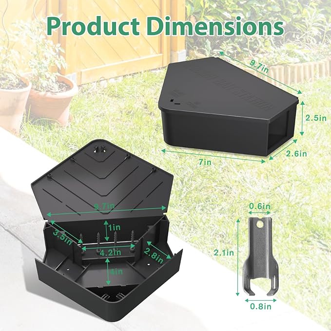 Anblak 1 Pack Rat Station Box with Keys, Rodent Station Keeps Rats Away, Keeps Children and Pets Safe, Key Unlocking, Reusable & Long-Lasting, Indoor & Outdoor