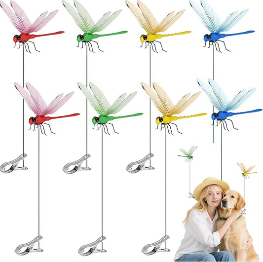 8 Pcs Dragonfly Clip, Dragonfly Garden Stakes Decor, Dragon Fly Hat Clip, Dragonfly Humming Bird Stakes, Garden Decor for Indoor Outdoor