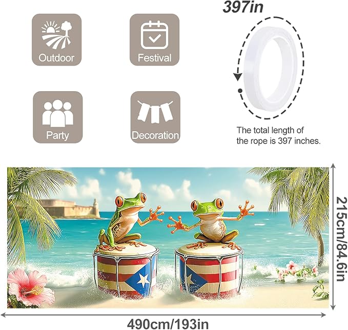 7 * 16FT Summer Puerto Rico Garage Door Cover Decorations Sunset Palm Trees Garage Door Banner for Outdoor Indoor Summer Party Photography Backdrop