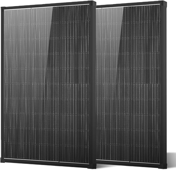 200W Solar Panel,2PCS 100 watt Solar Panel 18V 16BB N-Type Monocrystalline Solar Module, IP68 25% High-Efficiency Solar Panels for Off Grid RV Boat Trailer Camper (Black 100W*2)