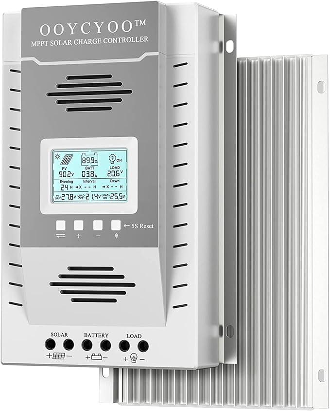 MPPT Charge Controller 100 amp 12V/24V Auto, 100A Solar Panel Charge Regulator with Blacklight LCD Display Max 100V for Lead-Acid Sealed Gel AGM Flooded Lithium Battery