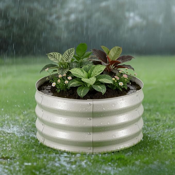VEVOR 3 Pcs 2x2x1ft Round Raised Garden Bed Kit, Outdoor Metal Galvanized Raised Beds for Gardening Vegetables, Easy Assembly Garden Planter Box for Flowers Fruits