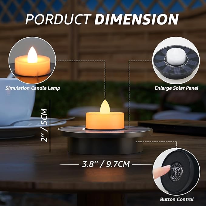 Solar Floating Pool Lights, 5-Pack Solar-Powered Float Candles Lamps Tea Light for Pond Party Garden Backyard Outdoor Decor