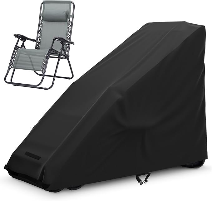 STARTWO Zero Gravity Chair Cover Outdoor Waterproof Folding Lounge Armchair Cover for Zero Gravity Chair with Storage Bag, Black