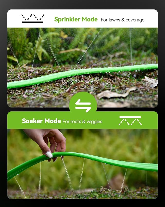 RAINPOINT Sprinkler Hose with Holes 25FT, Flat Soaker Hose with Stakes, Lightweight Water Irrigation Sprinklers System for Garden, Lawn and Yard