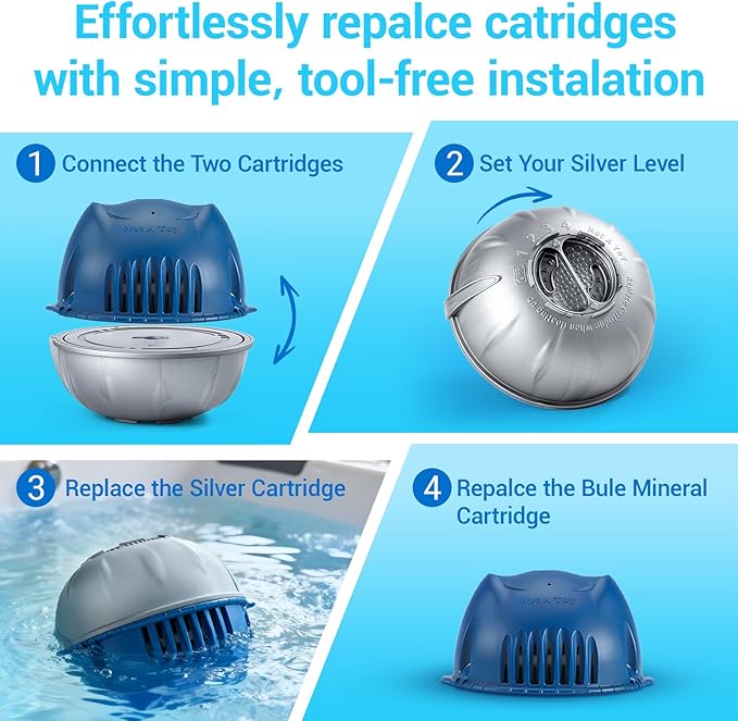 Hot Tub Cartridge Replacement for use with Frog Ease Floating System，Works Exclusively with The Frog Mineral Cartridge for Hot Tubs up to 600 Gallons - 3 Pack