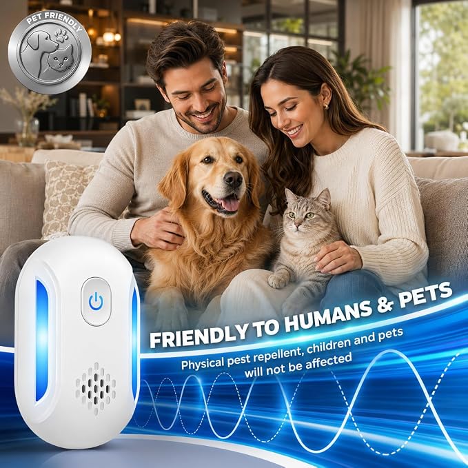 Ultrasonic Pest Indoor Repeller, Repellent for Mouse, Rats, Roaches, Ants, Spiders, Bugs, Plug-in Home Device, 2 Mode Switching (6 Pack)