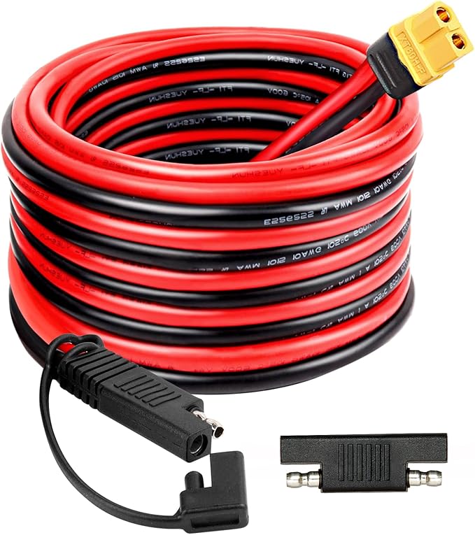 MOOKEERF 10AWG SAE to XT60 Connector Extension Cable 10FT, XT60 Female to SAE Cable With Polarity Reverse Adapter for Portable Power Station Solar Panel Generator