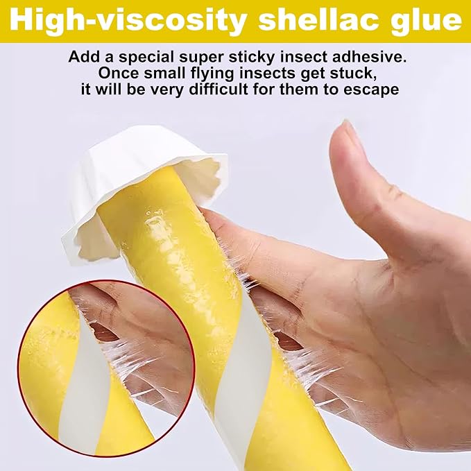 Fly Stick Sticky Fly Traps for Indoors Outdoor 12pk, Sticky Hanging Fly Stick, Flying Insect Trap, wasp Trap（Fluorescent Strip Yellow）