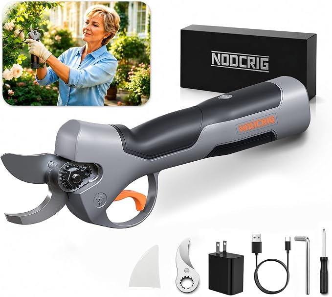 Lightweight Electric Pruning Shears for Tired Hands, Cordless Pruner for Women, Seniors & Smaller Hands, 4200mAh Battery, Adjustable 0.6"/1" Cutting Opening, SK5 Blade Brushless Garden Shears