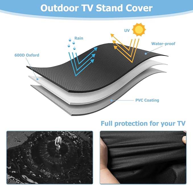 53 Inch Waterproof Outdoor TV Trolley Cover,Heavy Duty 600D Rolling TV Stand Cover with Zipper for 50-55 Inch TV,Patio TV Protector Covers for Portable TV Stand On Wheels,53"Lx15"Wx55"H