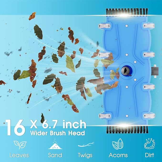 2026 TidyMister Pool Vacuum Head with Swivel Handle - 16in Eazy-to-Use Daily Cleaning Vacuum Head with Side Brushes and Wheels and Hose Connect for 1-1/4in or 1-1/2in for Inground & Above Ground Pools