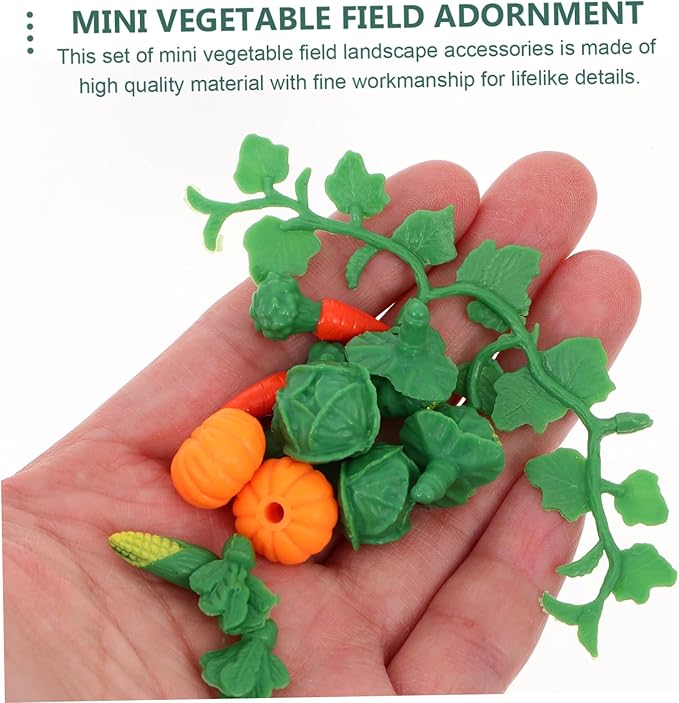 NUOBESTY Mini Shovel Rake Farm Model Kit Vegetable Figurines Mini Garden Tools Dollhouse Decorations Miniature Field Scene Landscape Outdoor Small Ornament Resin 1 Set