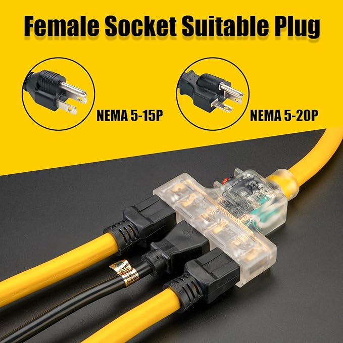 30 Amp to 110 Outdoor Generator Adapter Power Cord with Circuit Breaker, 3 Prong Locking 30 Amp to 15 Amp Generator Cord, NEMA L5-30P Male to 3X 5-20R Female, ETL Listed
